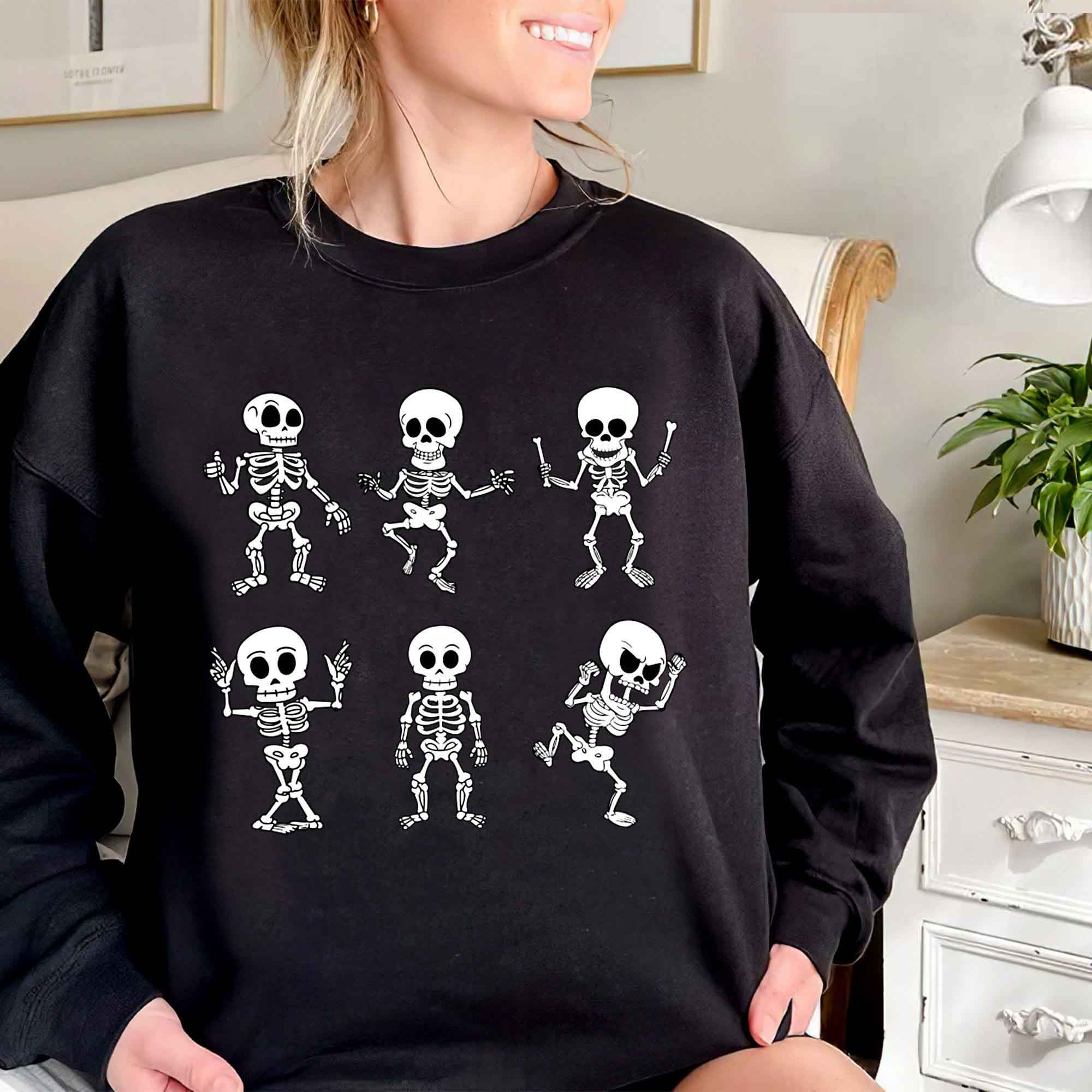 Let's Dance Dancing Skeleton For Halloween Vintage Funny Halloween Unisex Sweatshirt