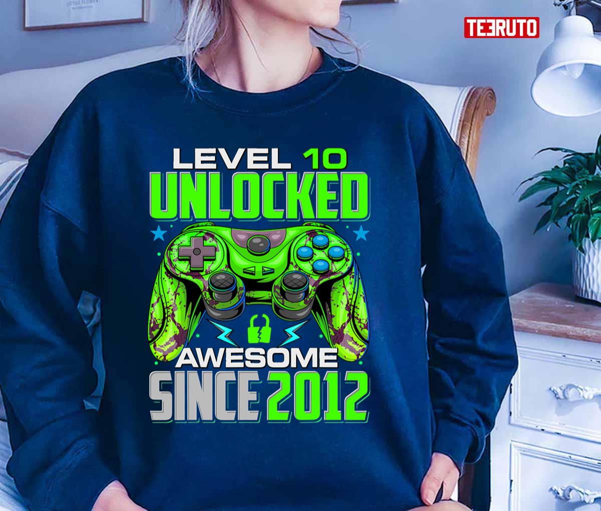 Level 10 Unlocked Awesome Since 2012 10th Birthday Gaming Unisex T-Shirt