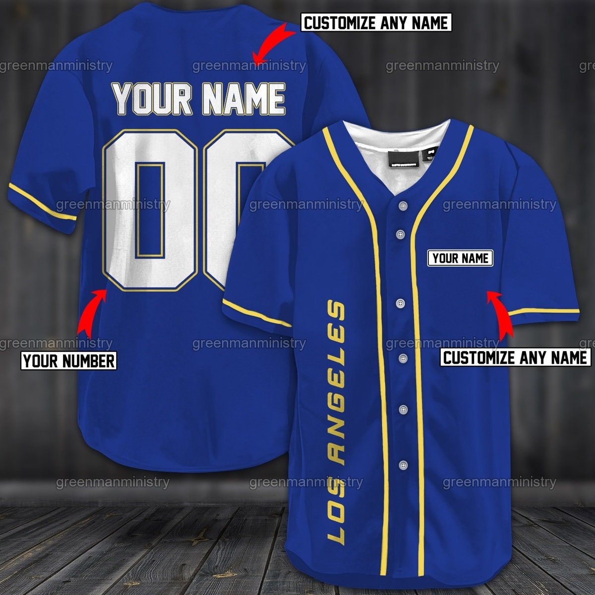 Los Angeles City, Mens Baseball Fan Jersey, YOUR NAME & NUMBER