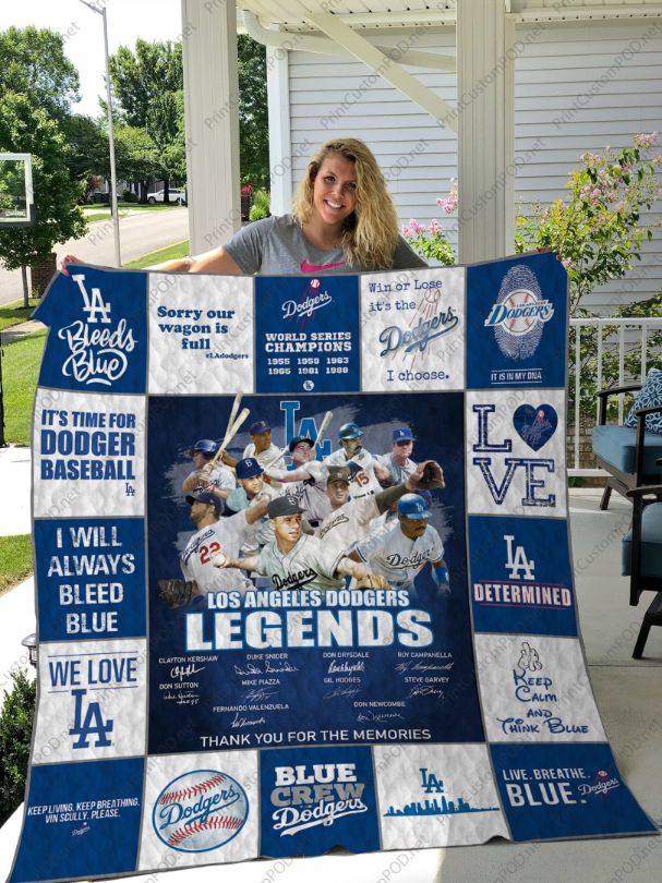 Los Angeles Dodgers Legends Signs Collection Quilt Blanket - Teeruto