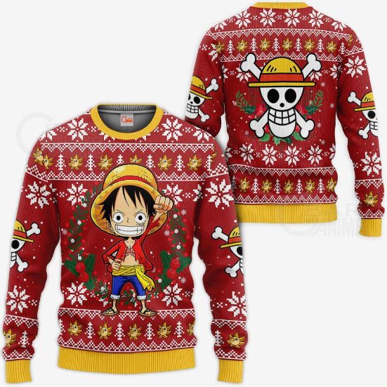 Luffy Ugly Christmas One Piece Anime Xmas Knitted Sweater