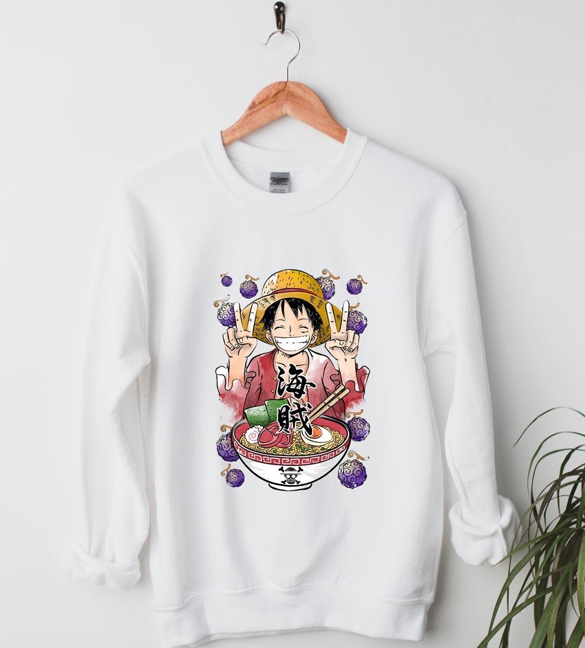 Luffy With Ramen Manga Anime One Piece Art Unisex T-Shirt - Teeruto