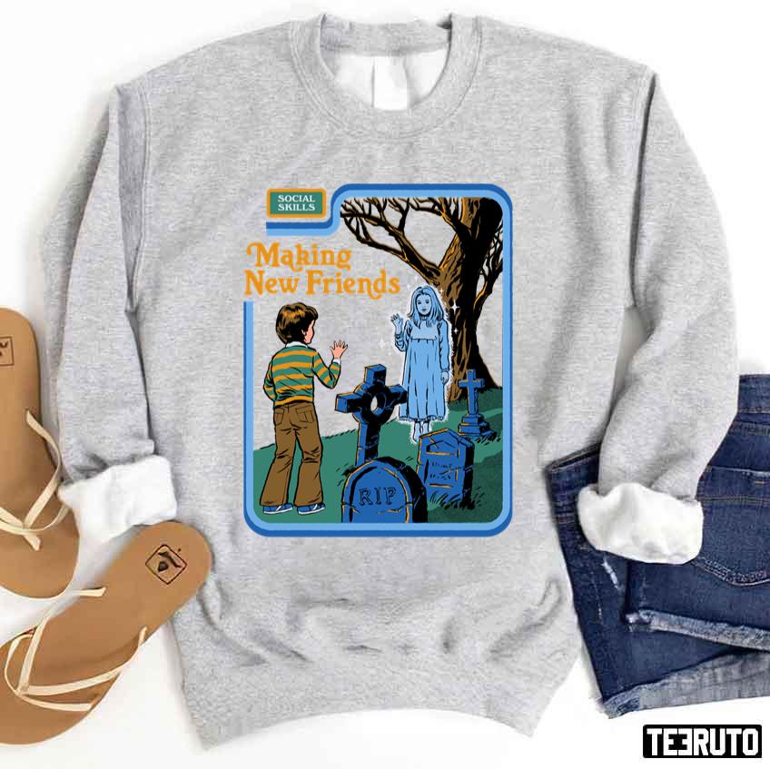 Making New Friends With Ghost Vintage Kid Social Skills Unisex Sweatshirt