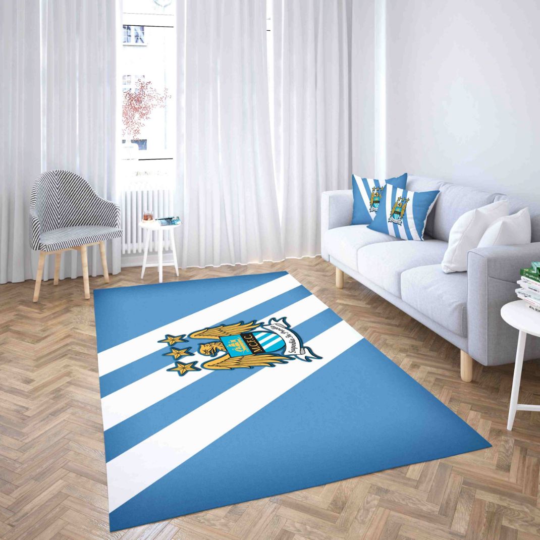 Manchester City Football Club Blue And White Carpet Living Room Rugs