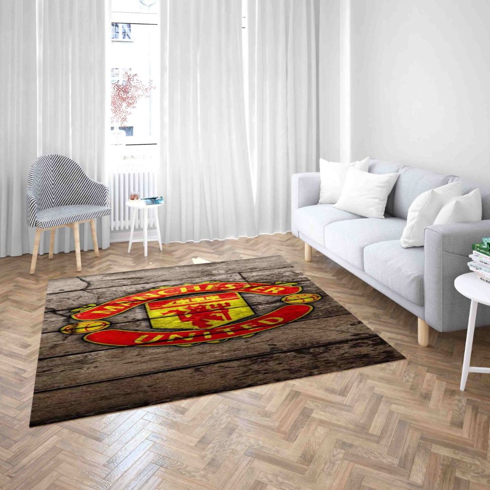 Manchester United Football Club Wooden Floor Style Carpet Living Room