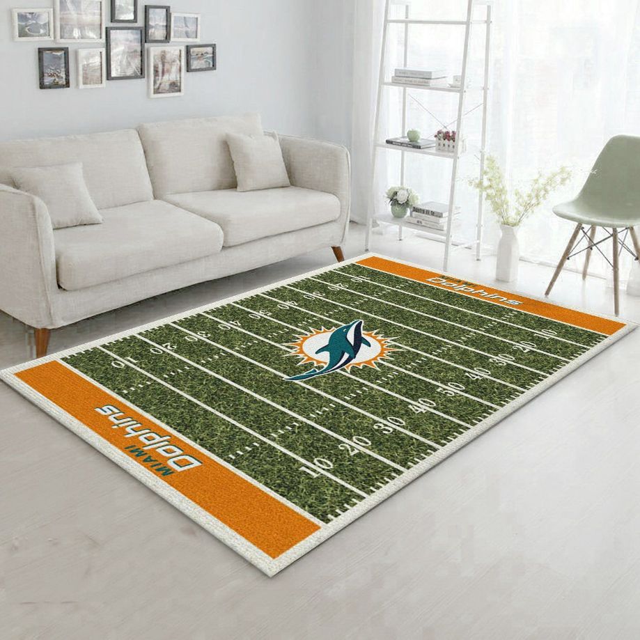 Miami Dolphins Imperial Homefield Rug NFL Area Rug, Living room and bedroom Rug, Family Gift US Decor