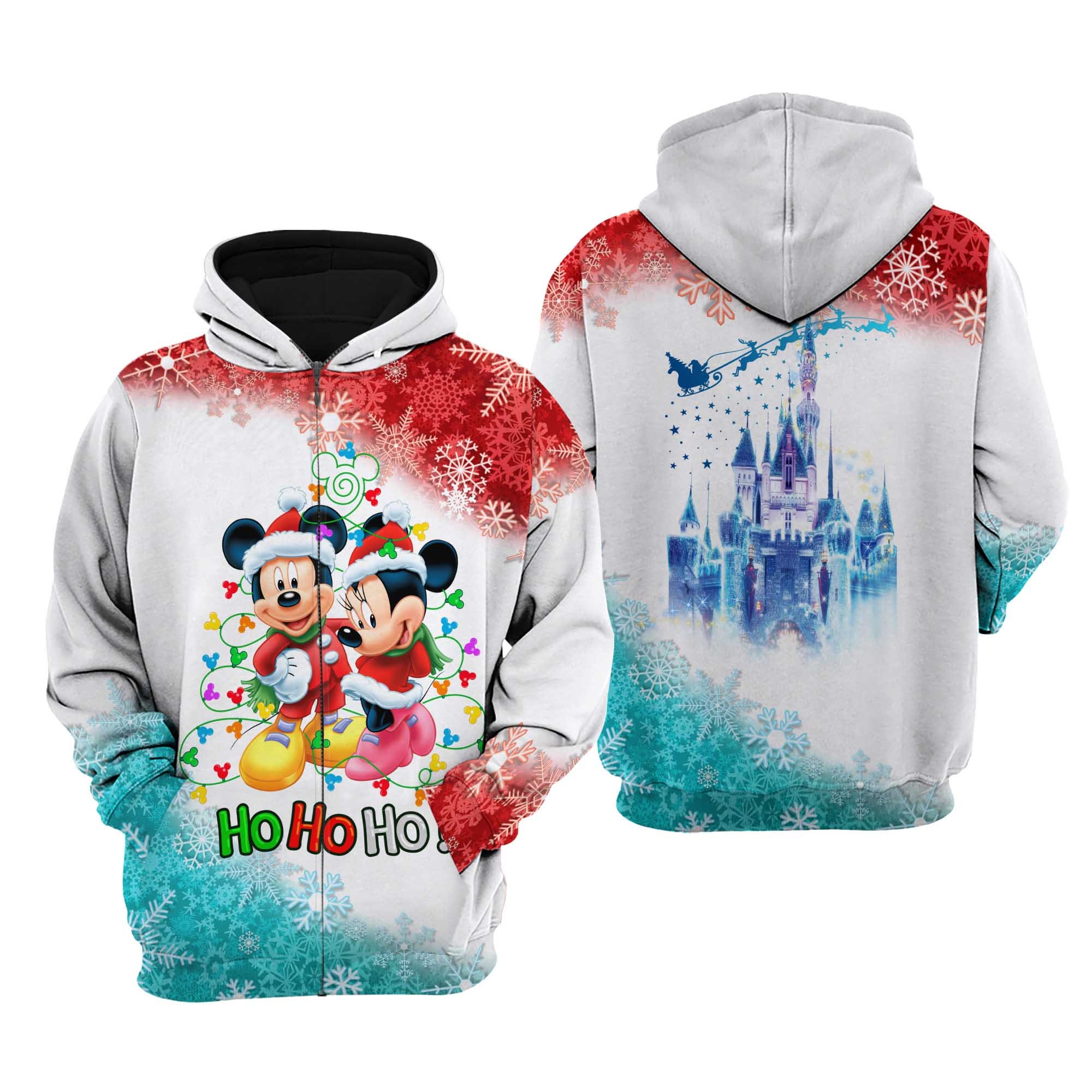 Mickey & Minnie Christmas Disney AOP Unisex Hoodie