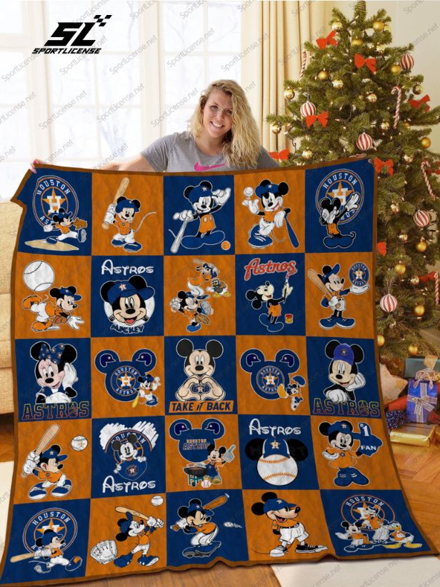 Mickey Mouse Houston Astros Christmas Quilt Blanket - Teeruto