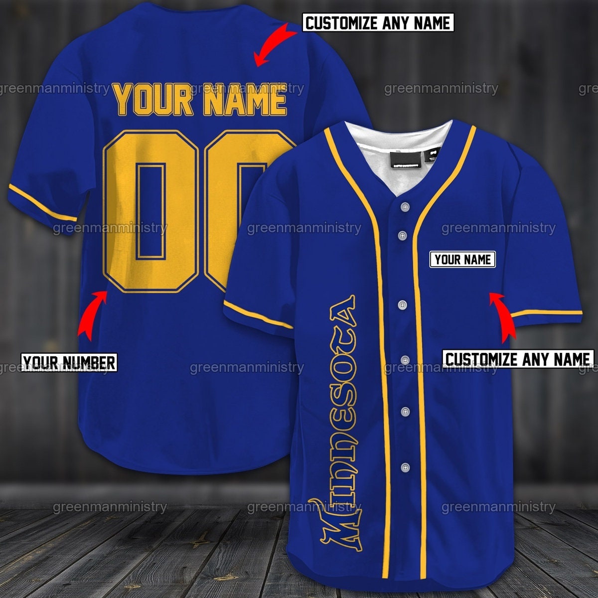 Minnesota Personalized Jersey Name And Number Sports Baseball Shirt