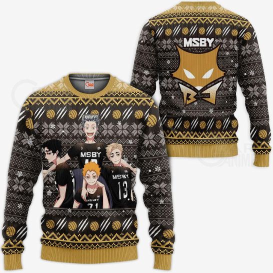 Msby Black Jackals Ugly Christmas Haikyuu Anime Xmas Knitted Sweater