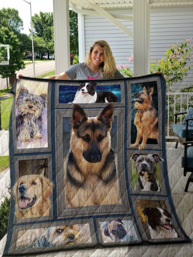 Multiple Cute Dog Faces Great Quilt Blanket - Teeruto