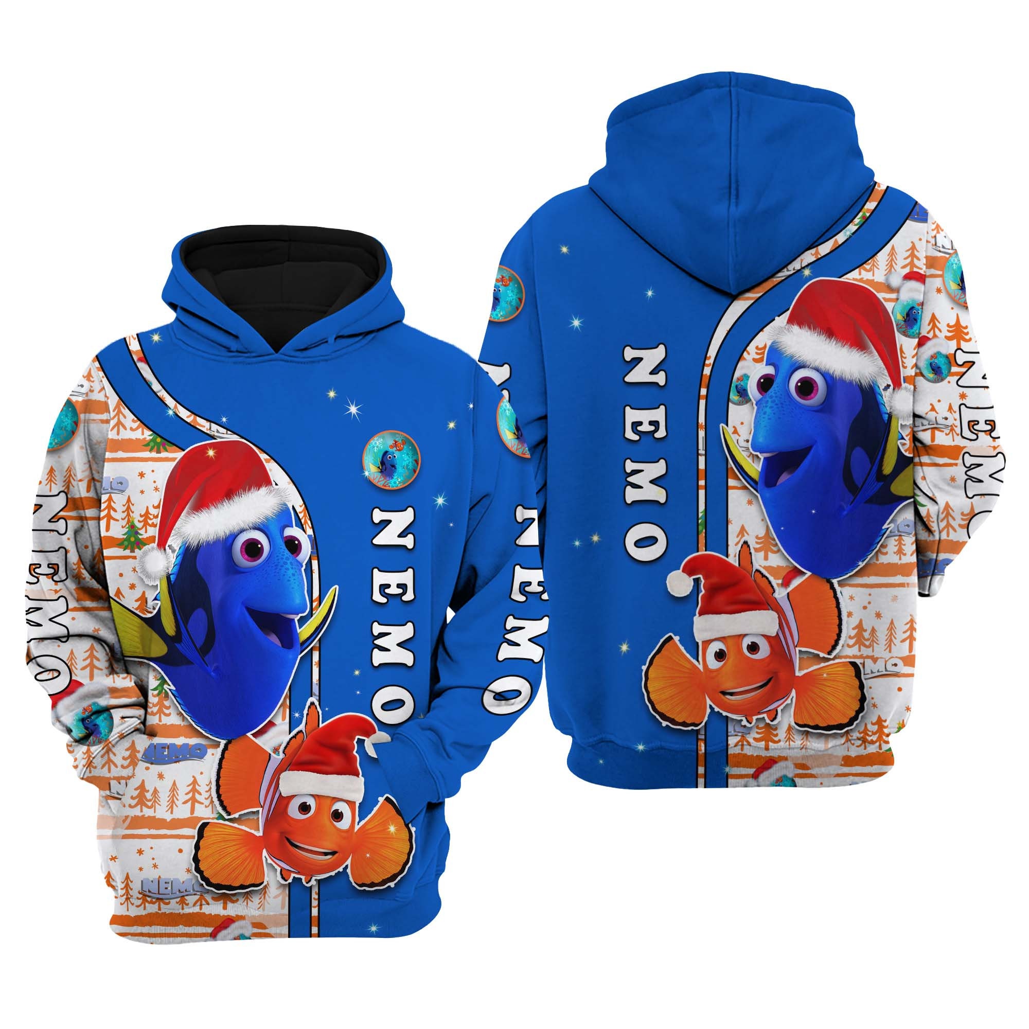 Nemo Blue Christmas Disney AOP Unisex Hoodie