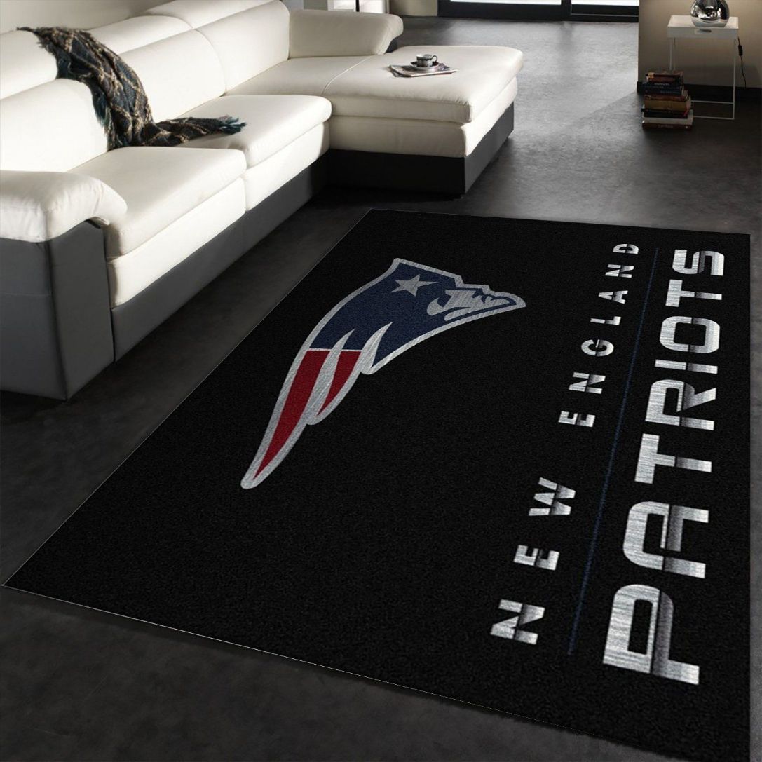 New England Patriots Imperial Chrome Rug NFL Area Rug Carpet, Bedroom, Family Gift US Decor