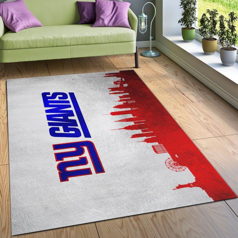 New York Giants Skyline NFL Team Logos Area Rug, Bedroom, Family Gift US Decor