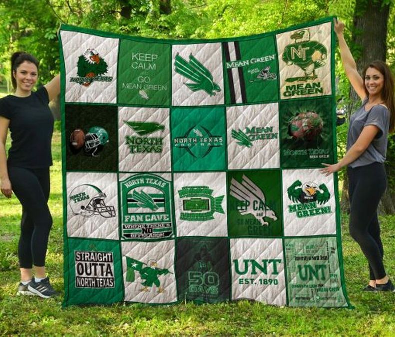 North Texas Mean Green Ncaa Collection Love Quilt Blanket Teeruto