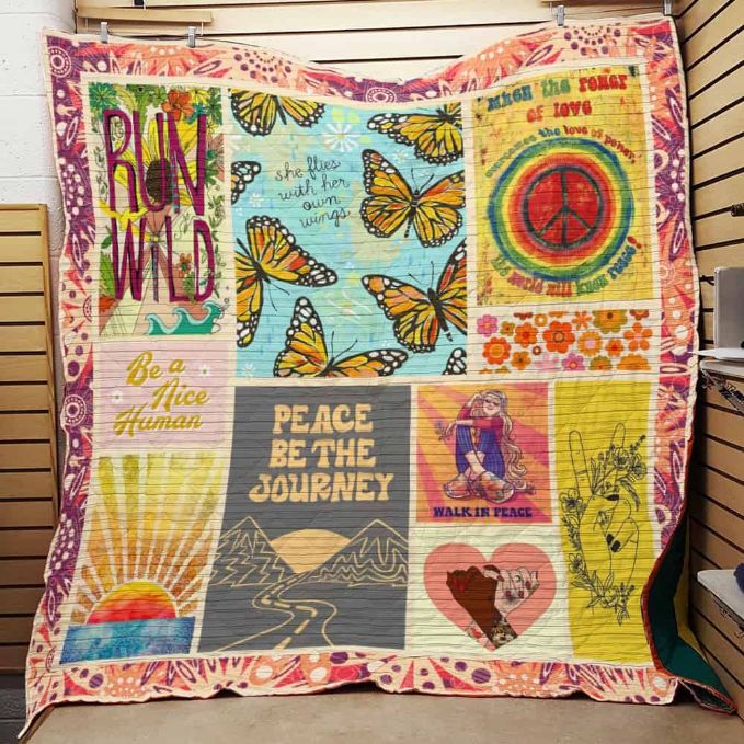 Peace Be The Journey Hippie Quilt Blanket - Teeruto