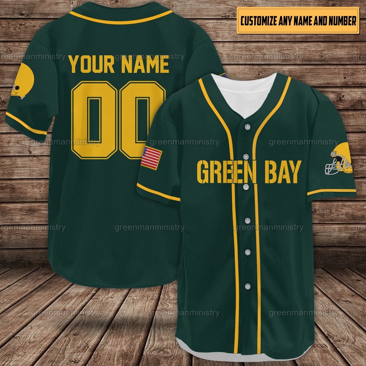 Custom Green Baseball Jersey Button Down Shirt Customized Name Number  Sports Uniform for Men/Women S-7XL