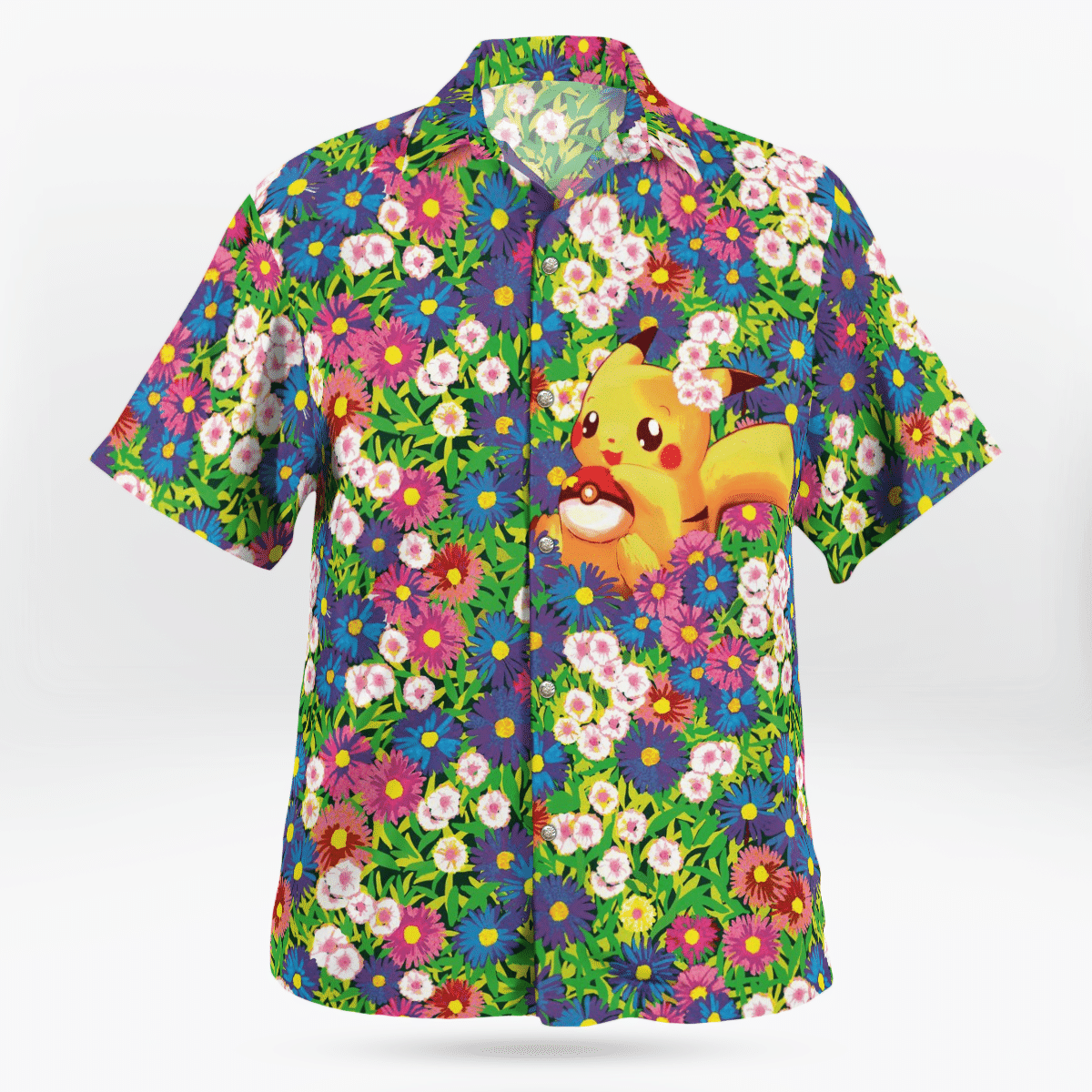 Pikachu Summer Flowers Beach New Pokemon Hawaiian Shirt