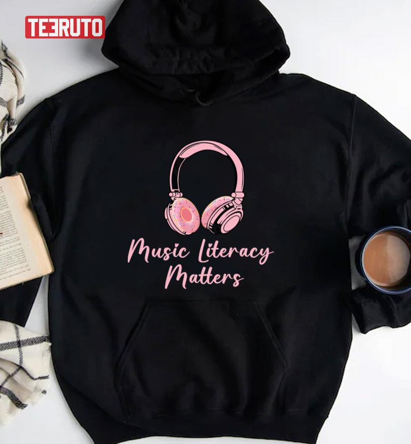 Pinky Donut Headphone Music Literacy Matters Unisex T-shirt