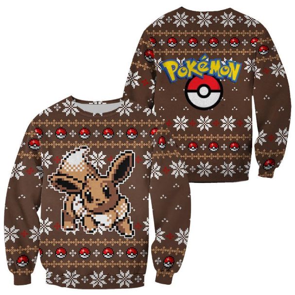 Pokemon Ugly Christmas Custom Eevee Xmas Knitted Sweater