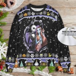 Pretty Christmas Jack And Sally Skellington Couple Ugly Wool Knitted Christmas Sweater