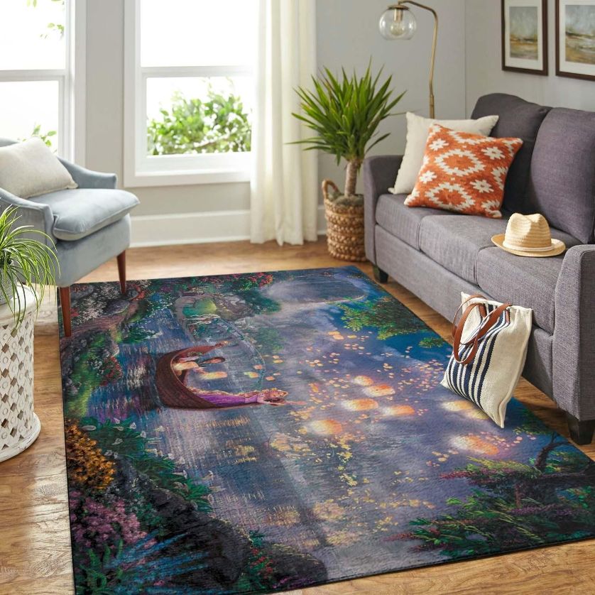 Rapunzel And Flynn Rider By The River Disney Living Room Area Rug Carpet, Bedroom Rug, Home Decor