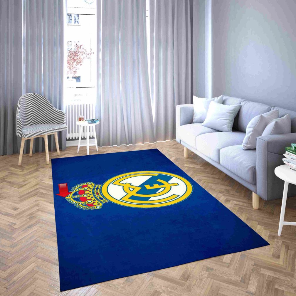 Real Madrid Blue Football Club Carpet Living Room Rugs - Teeruto