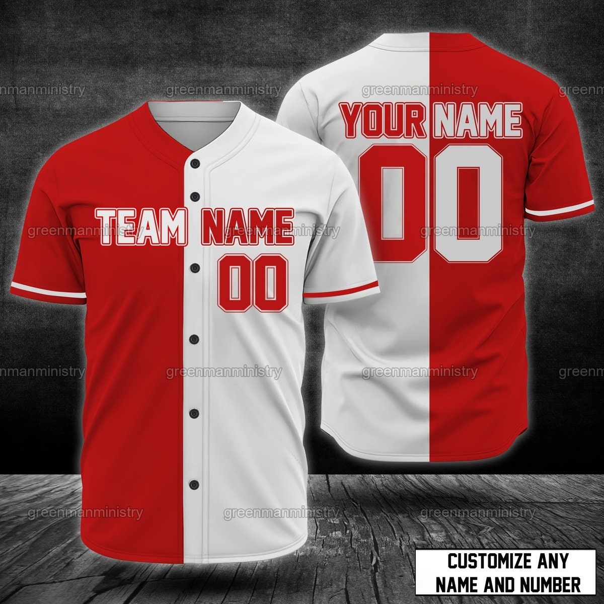 Red And White Team-Name Baseball Jersey Customize Name And Number Personalize Team Shirt