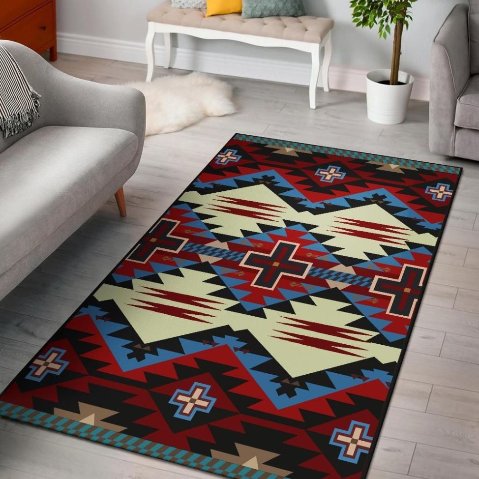 Red Art Indigenous Native American Area Rug Carpet - Teeruto