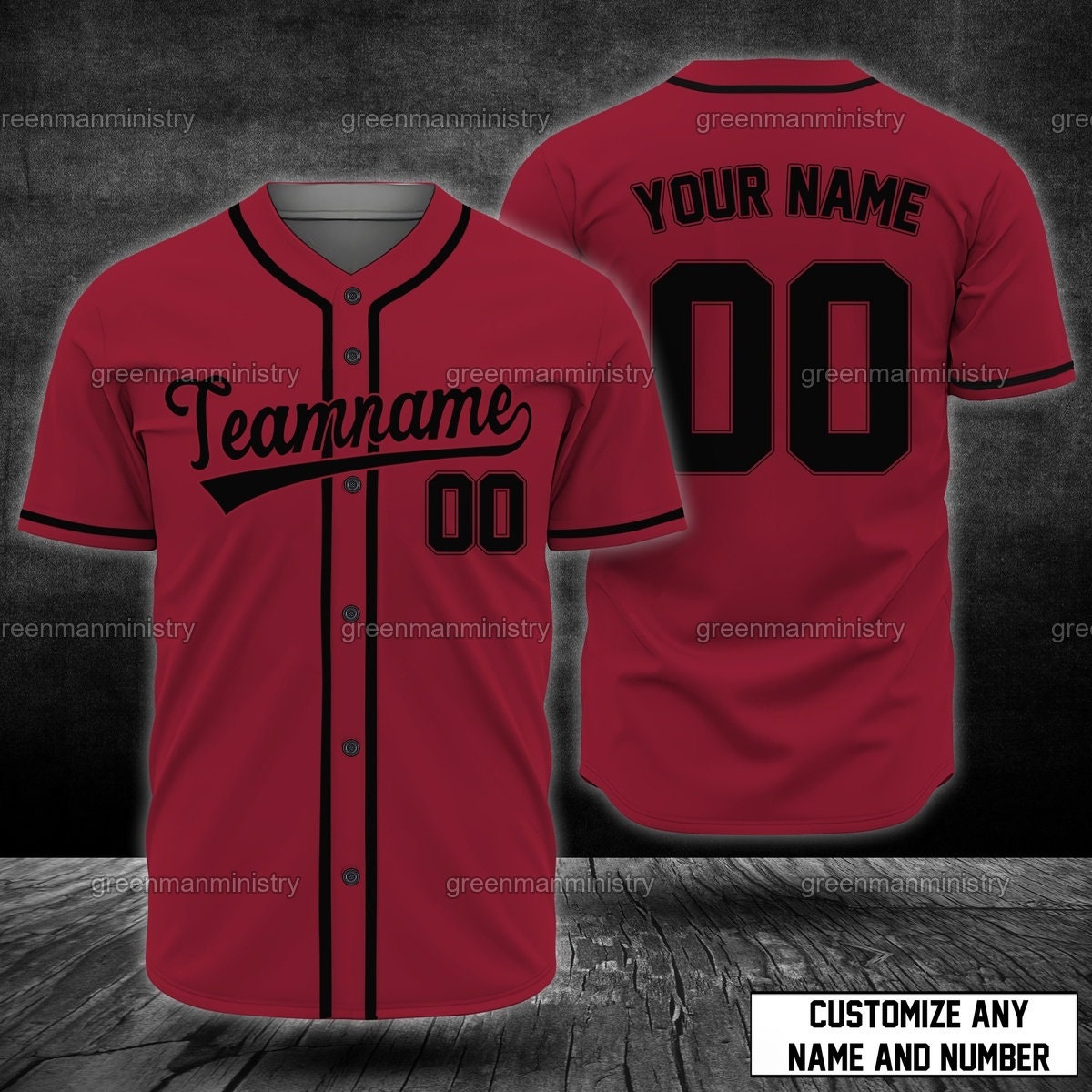 Red Teamname Baseball Jersey Custom Name And Number Sports Team Shirt