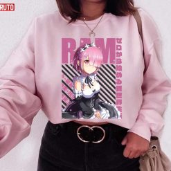 Rezero Ram Anime Pink Hair Girl Unisex Sweatshirt