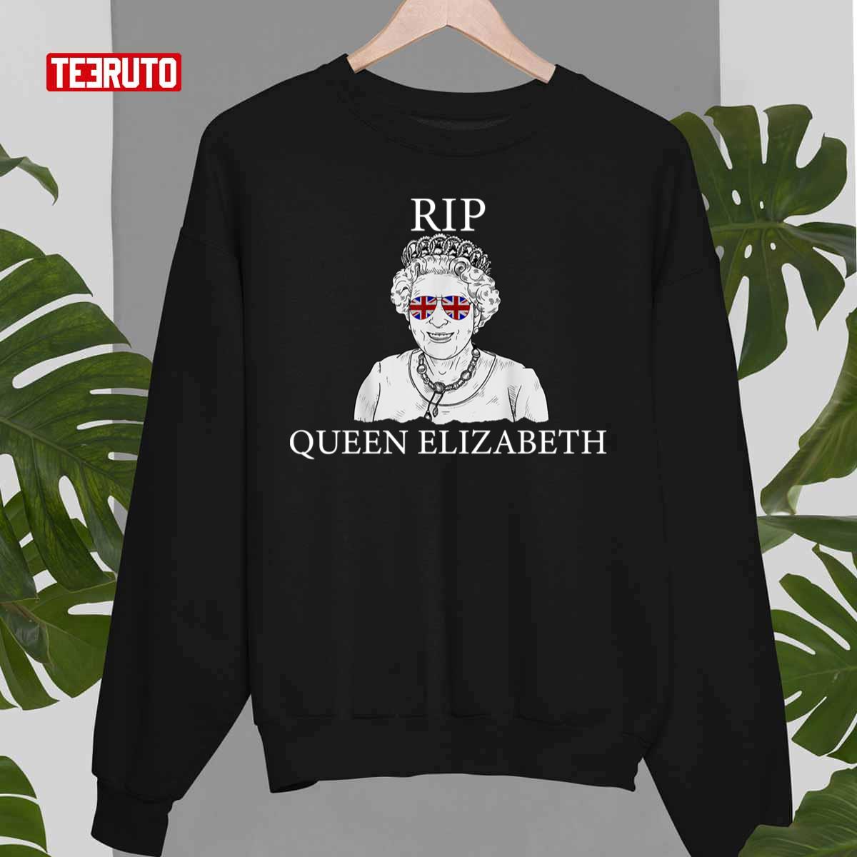 Rip Queen Elizabeth II Sunglasses British Crown Unisex Sweatshirt