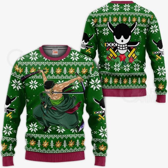 Roronoa Zoro Swords Ugly Christmas One Piece Anime Xmas Knitted Sweater