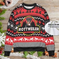 Rottweiler Dog Lovers Red Black Pattern Ugly Christmas Sweater