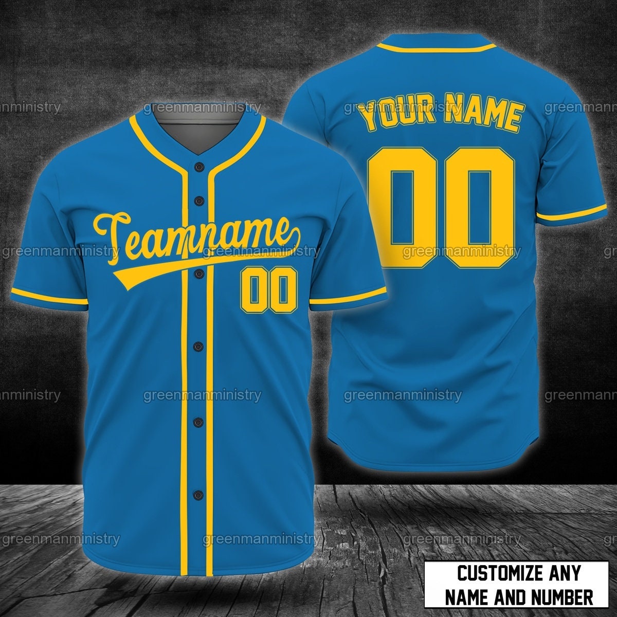 Royal Blue Teamname Baseball Jersey Custom Name And Number Sports Team Shirt