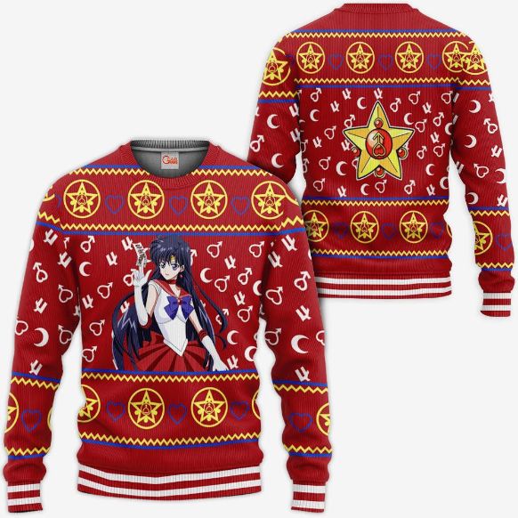 Sailor Mars Ugly Christmas Sailor Moon Anime Xmas Idea Knitted Sweater