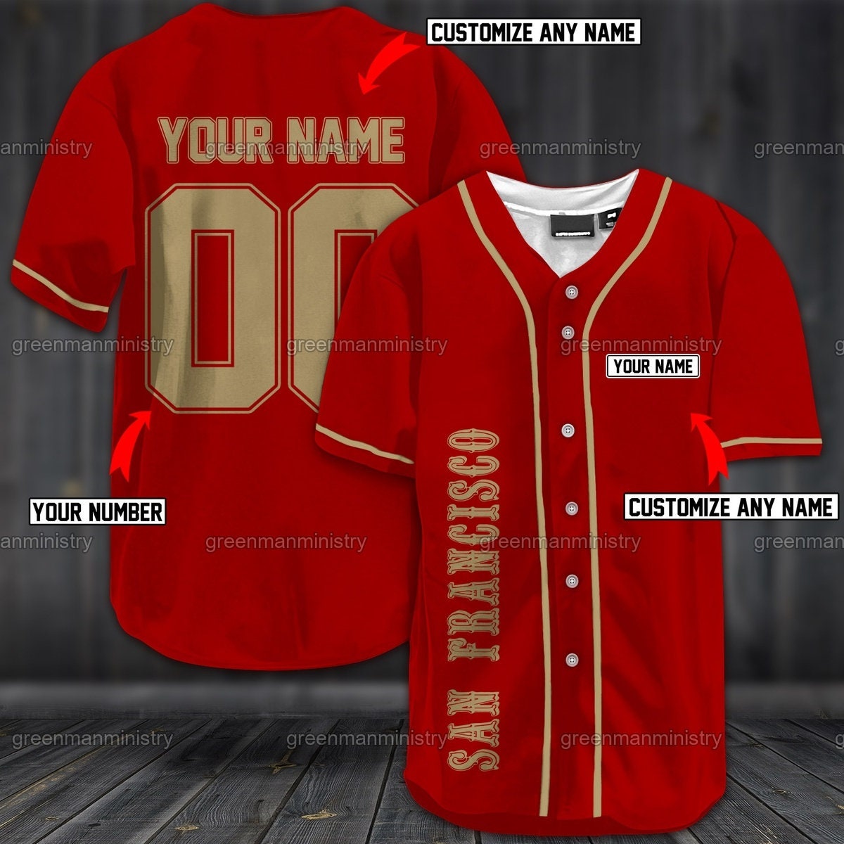 San Francisco Baseball Custom Name And Number Sports Shirt