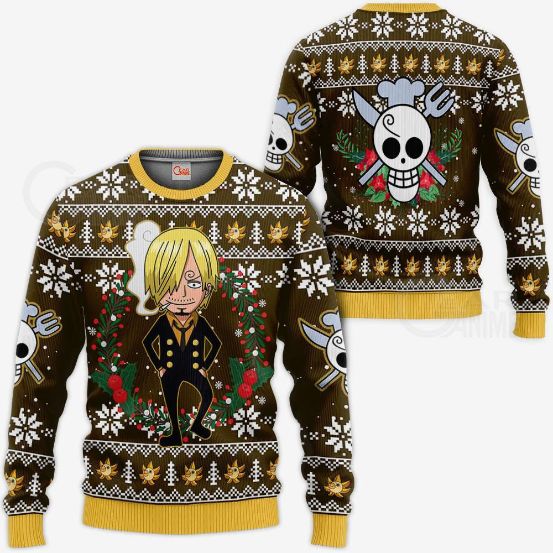 Sanji Ugly Christmas One Piece Anime Xmas Knitted Sweater