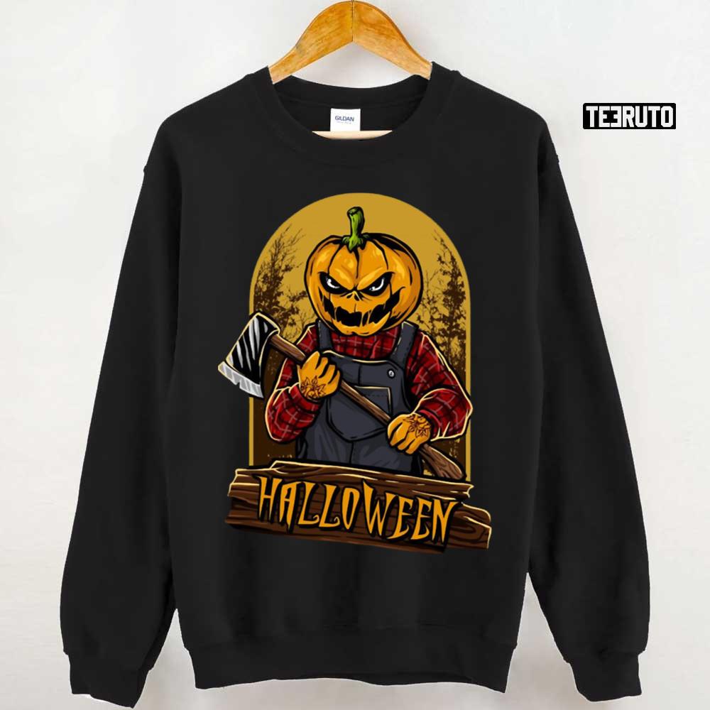 Scary Pumpkin Head Halloween Unisex Sweatshirt