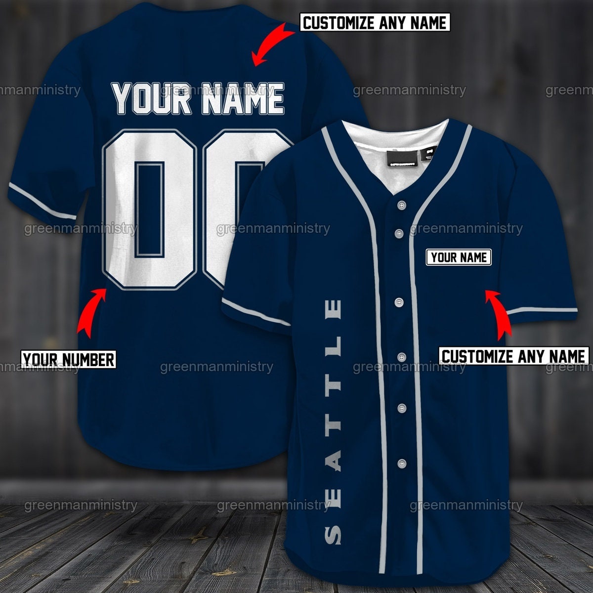 Seattle Baseball Jersey CustomName And Number Shirt