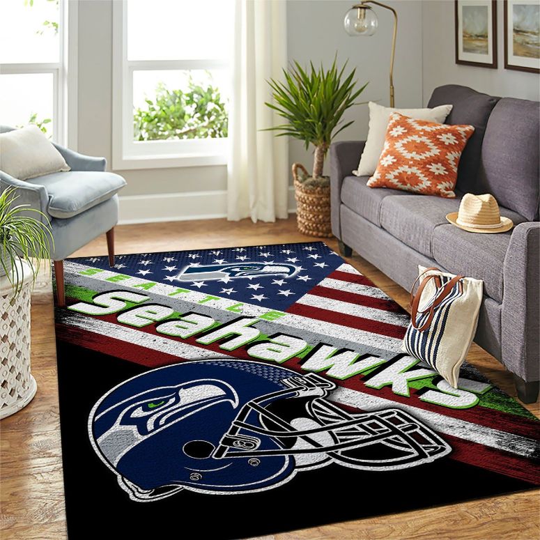 Seattle Seahawks Nfl Team Logo American Style Nice Gift Home Decor Area Rug Rugs For Living Room