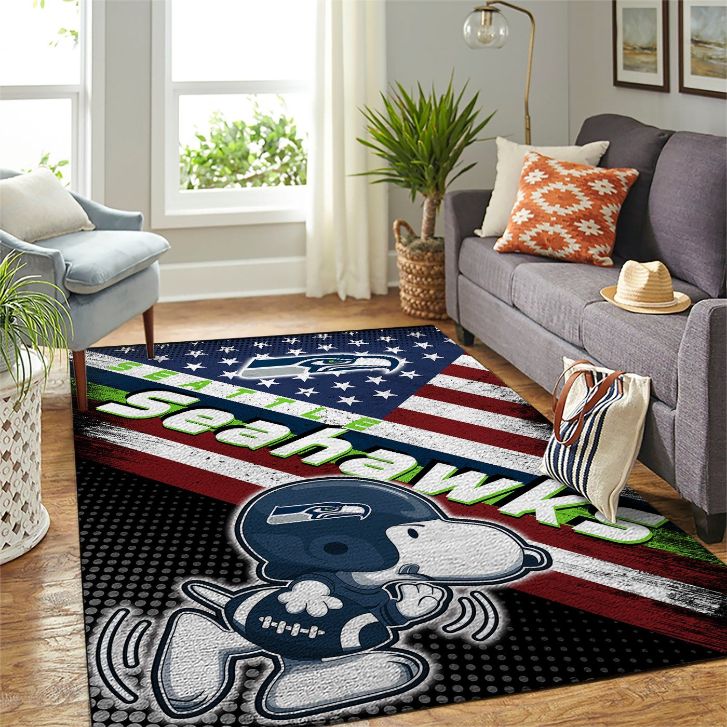Seattle Seahawks Nfl Team Logo Snoopy Us Style Nice Gift Home Decor Rectangle Area Rug