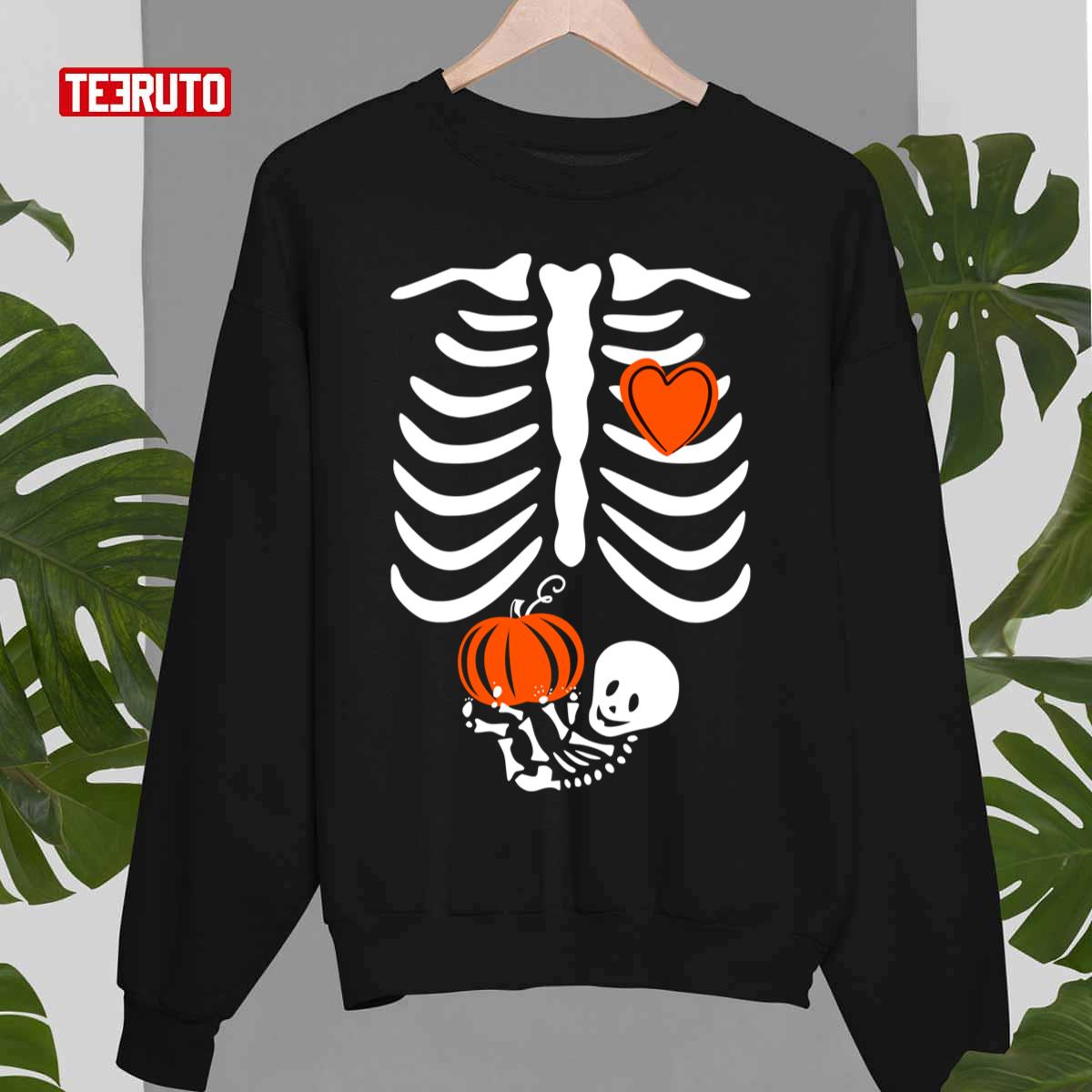 Skeleton Baby Pregnant Xray Rib Cage For Fall Halloween Unisex Sweatshirt