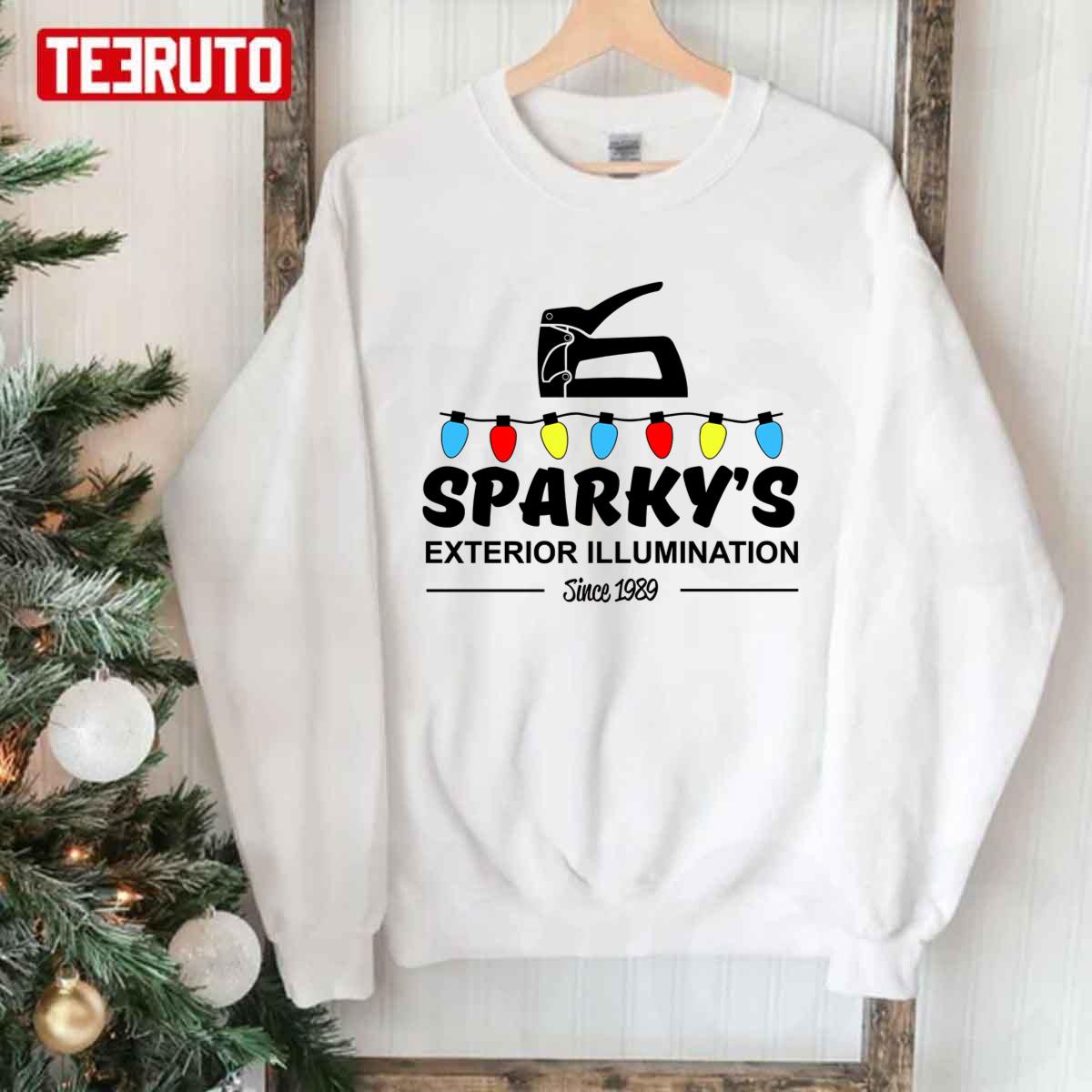 Sparky's Exterior Illumination Christmas Lights Unisex Sweatshirt Teeruto
