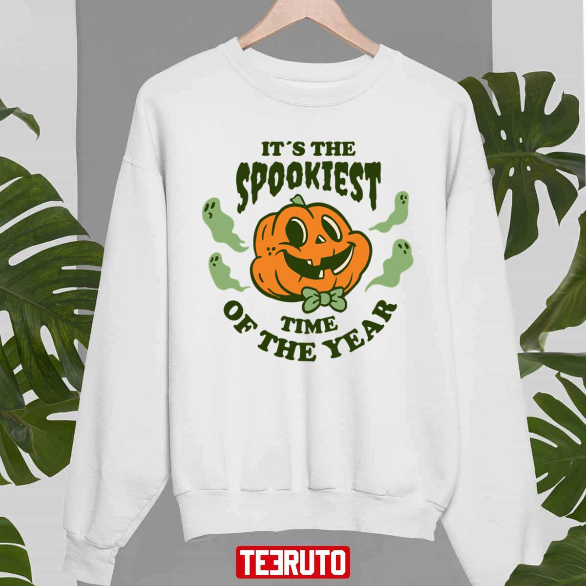 Spooky Vibes Halloween Vintage Pumpkin Spookiest Time Of The Year Unisex Sweatshirt