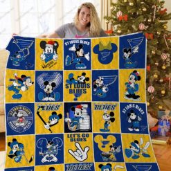 St Louis Blues Mickey Let’s Go Blues Quilt Blanket
