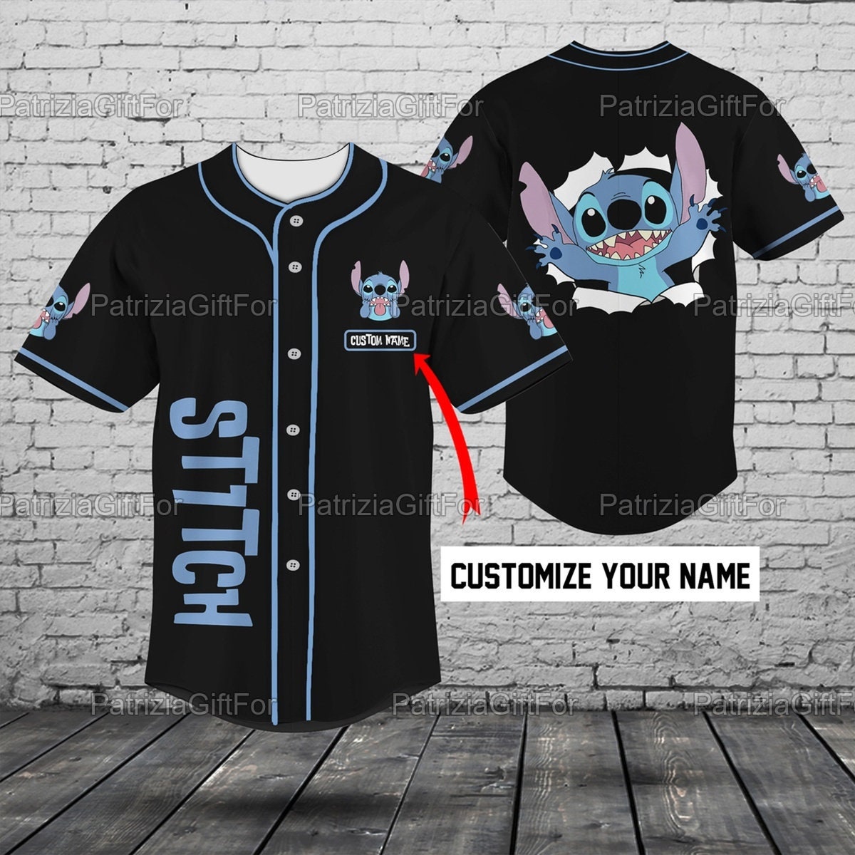 Stitch Baseball Jersey Personalized Name Birthday Gift Shirt