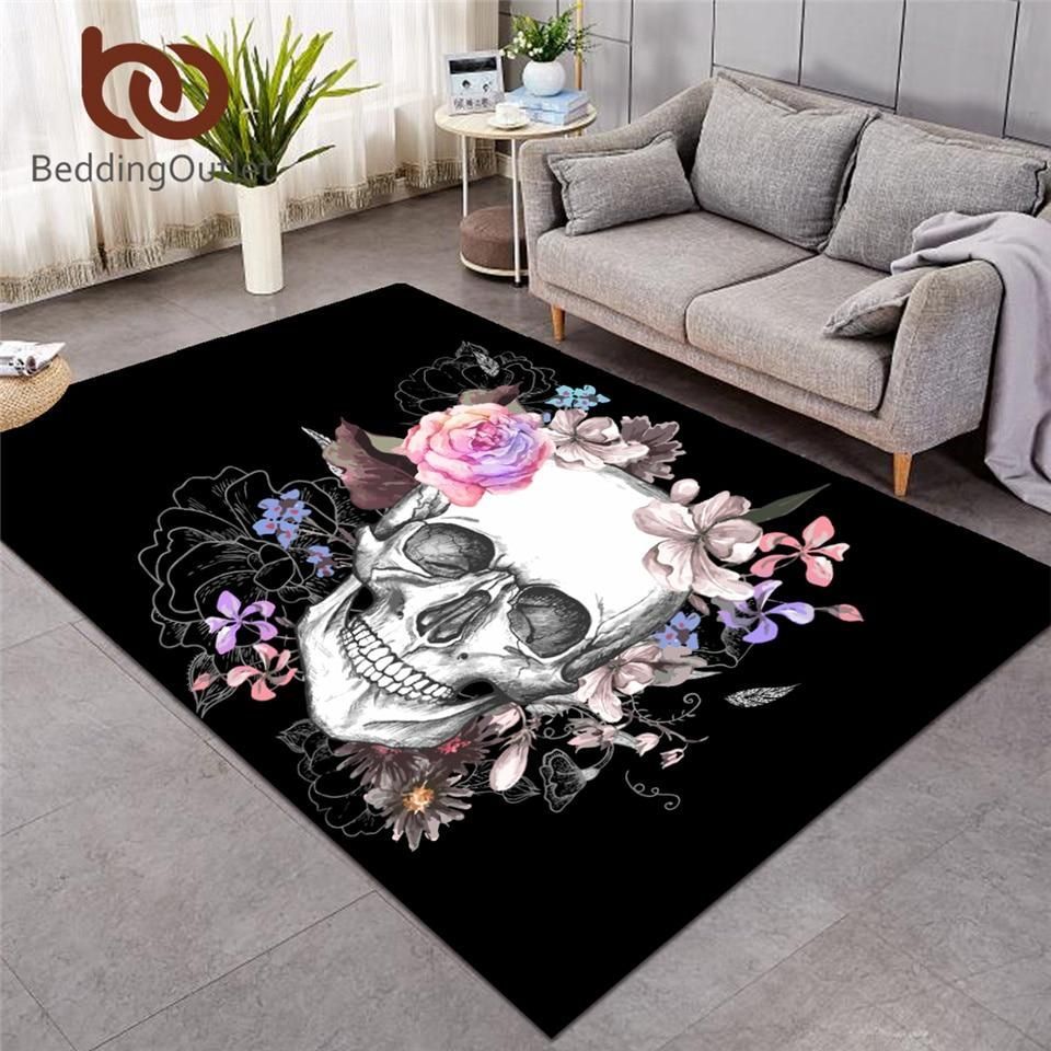 Sugar Skull Carpets Large for Living Room Floral Bedroom Area Rug ...