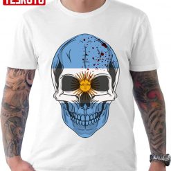 Sugar Skull With Roses And Flag Of Argentina Unisex T-shirt