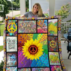 Sunflower Good Vibes Hippie Sunflower Quilt Blanket